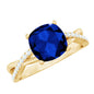 Certified 2.7 Carat Cushion Cut Lab Grown Blue Sapphire Engagement Ring with Diamond