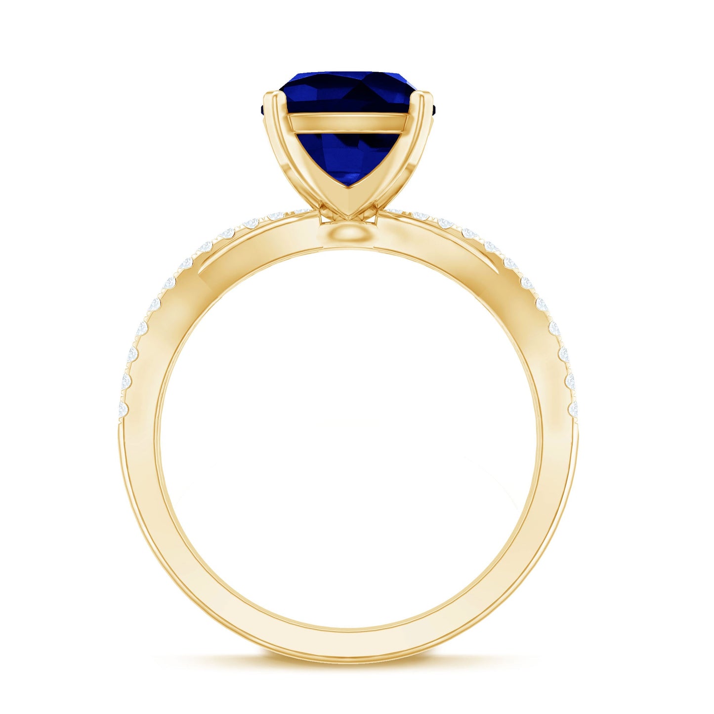 Certified 2.7 Carat Cushion Cut Lab Grown Blue Sapphire Engagement Ring with Diamond