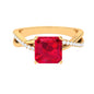 Asscher Cut Lab Grown Ruby Solitaire Ring with Diamond Infinity Shank