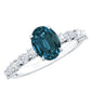 1 Carat Oval Cut London Blue Topaz Engagement Ring with Diamond Accent