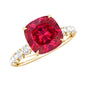 2 Carat Cushion Cut Lab Created Ruby Engagement Ring with Diamond Side Stones