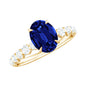 Certified 1.5 Carat Oval Lab Grown Blue Sapphire Engagement Ring with Diamond