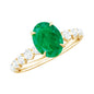 Natural 1.2 Carat Emerald Oval Engagement Ring with Diamond Side Stones
