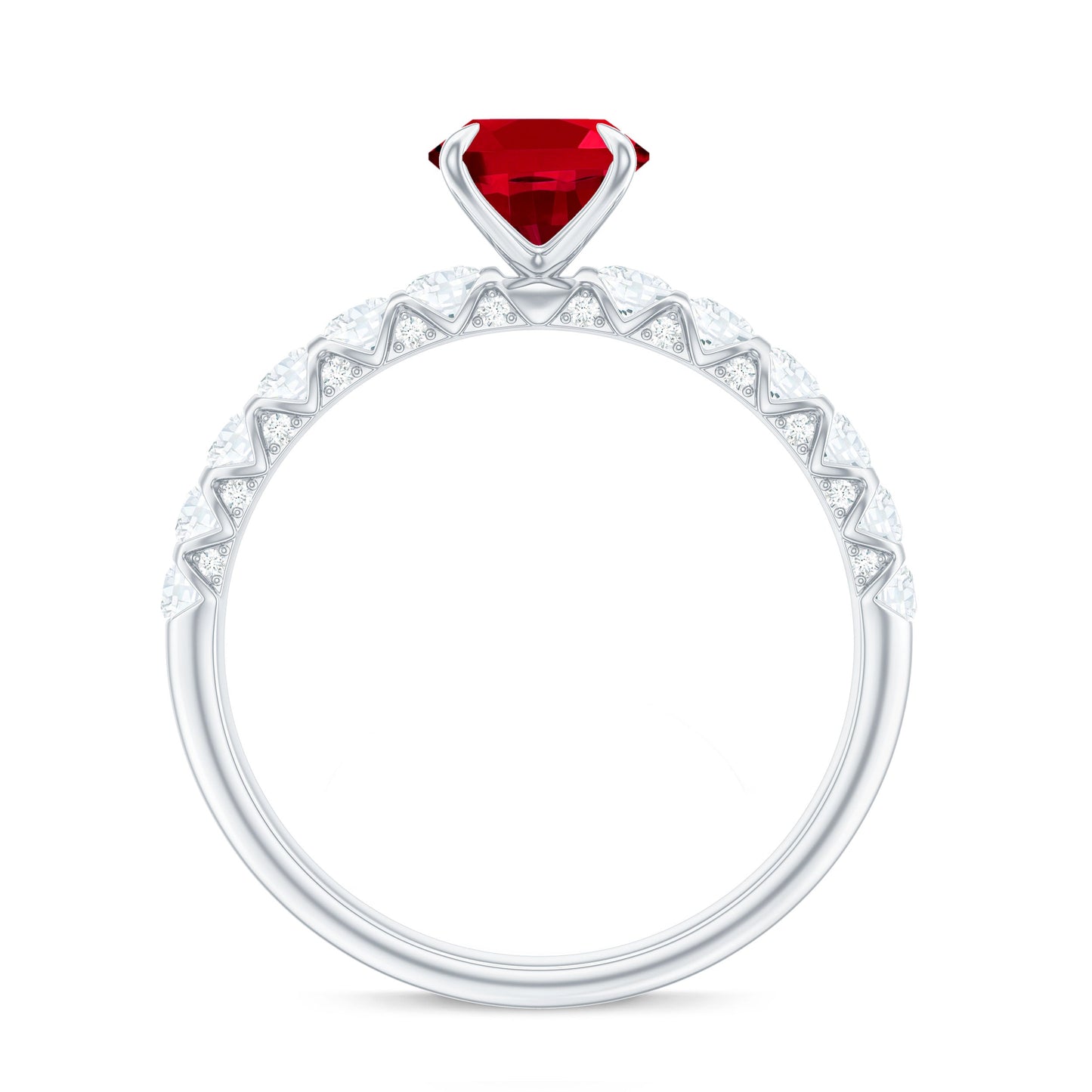 Certified 1.5 Carat Lab Grown Ruby Oval Engagement Ring with Diamond