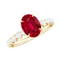 Certified 1.5 Carat Lab Grown Ruby Oval Engagement Ring with Diamond