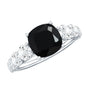 Certified 2.8 Carat Lab Grown Black Diamond Cushion Cut Engagement Ring with Moissanite