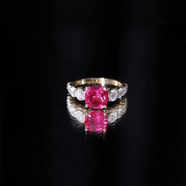 2 Carat Cushion Cut Lab Created Ruby Engagement Ring with Side Stones
