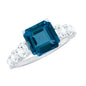 3 Carat Asscher Cut London Blue Topaz Solitaire Engagement Ring with Moissanite