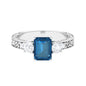 2.25 Carat Emerald Cut London Blue Topaz Statement Ring with Engraved Shank