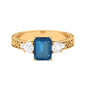 2.25 Carat Emerald Cut London Blue Topaz Statement Ring with Engraved Shank