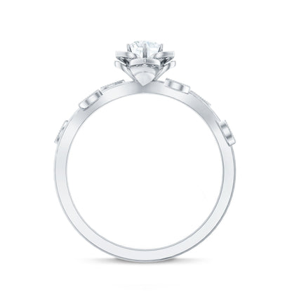 Natural Diamond Flower Engagement Ring For Women