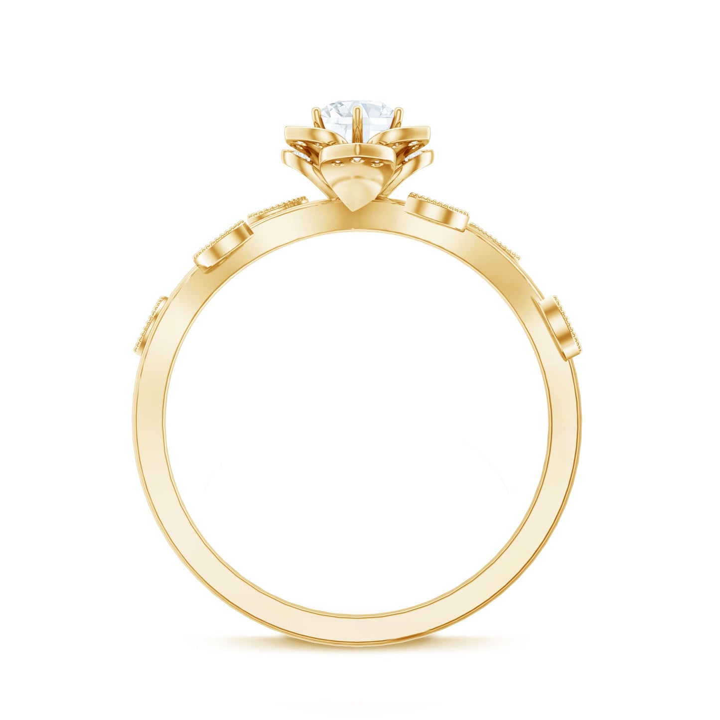 Natural Diamond Flower Engagement Ring For Women