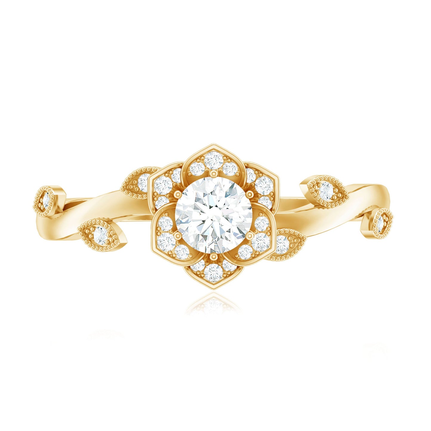Natural Diamond Flower Engagement Ring For Women