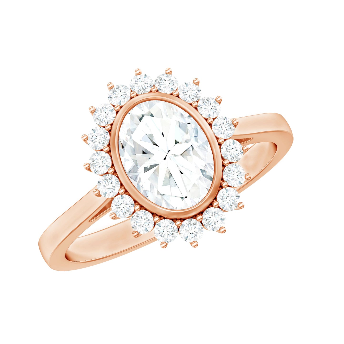Oval Halo Engagement Ring with Moissanite