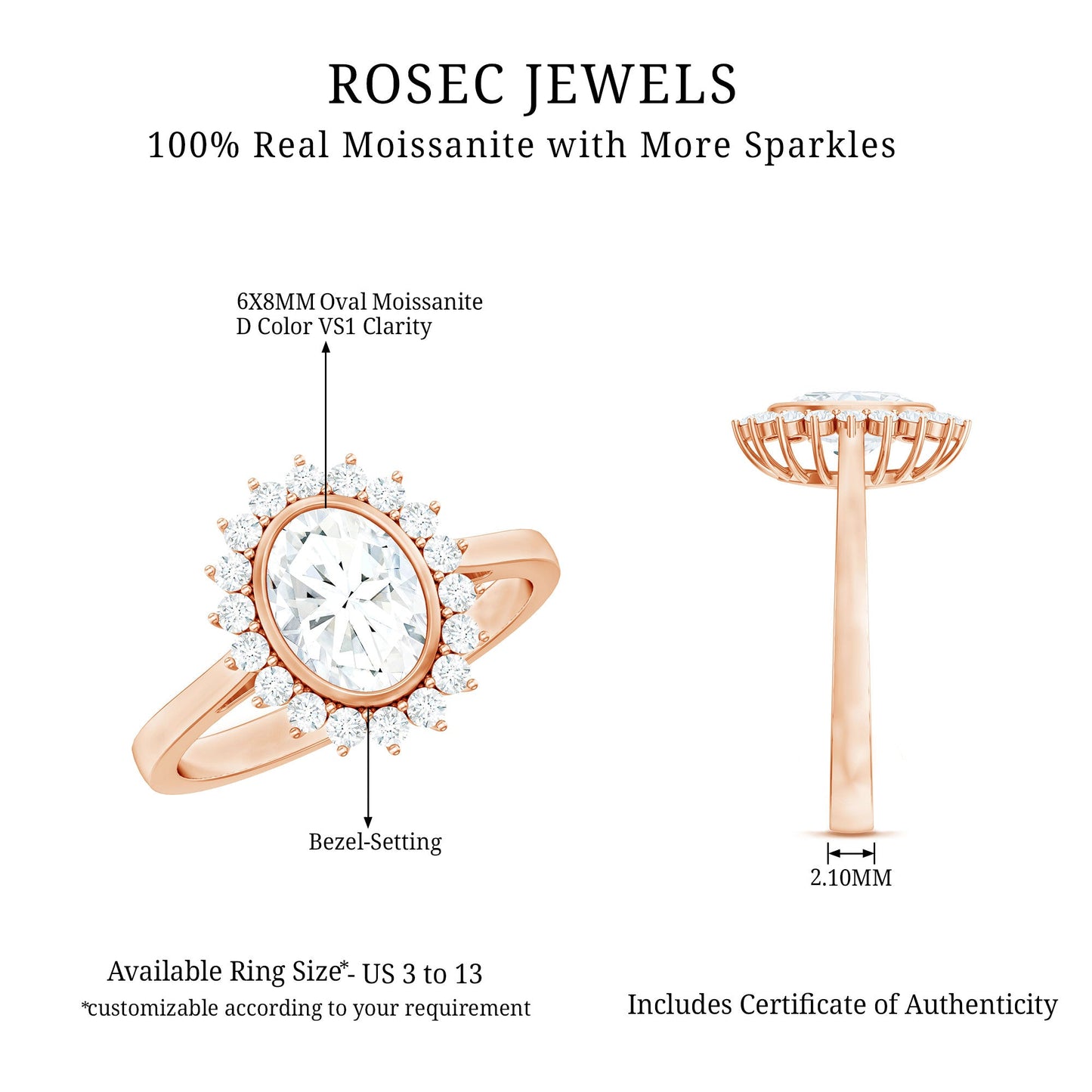 Oval Halo Engagement Ring with Moissanite