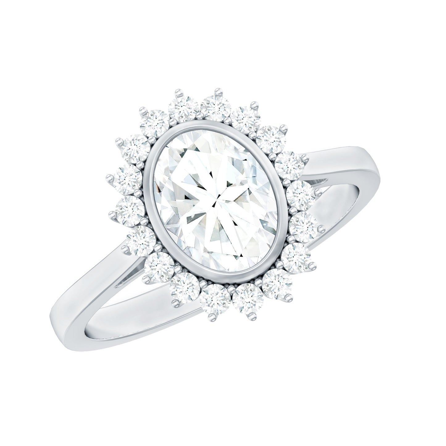 Oval Halo Engagement Ring with Moissanite