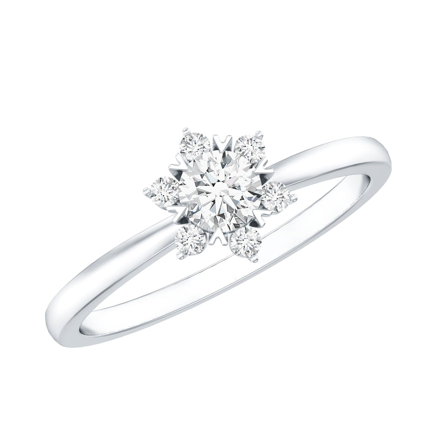 Round Moissanite Flower Promise Ring for Her
