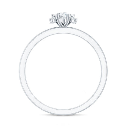 Round Moissanite Flower Promise Ring for Her