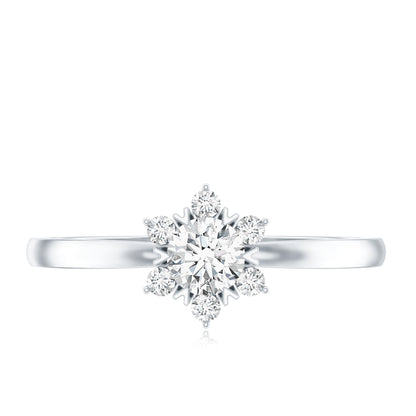 Round Moissanite Flower Promise Ring for Her