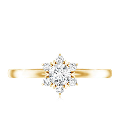 Round Moissanite Flower Promise Ring for Her
