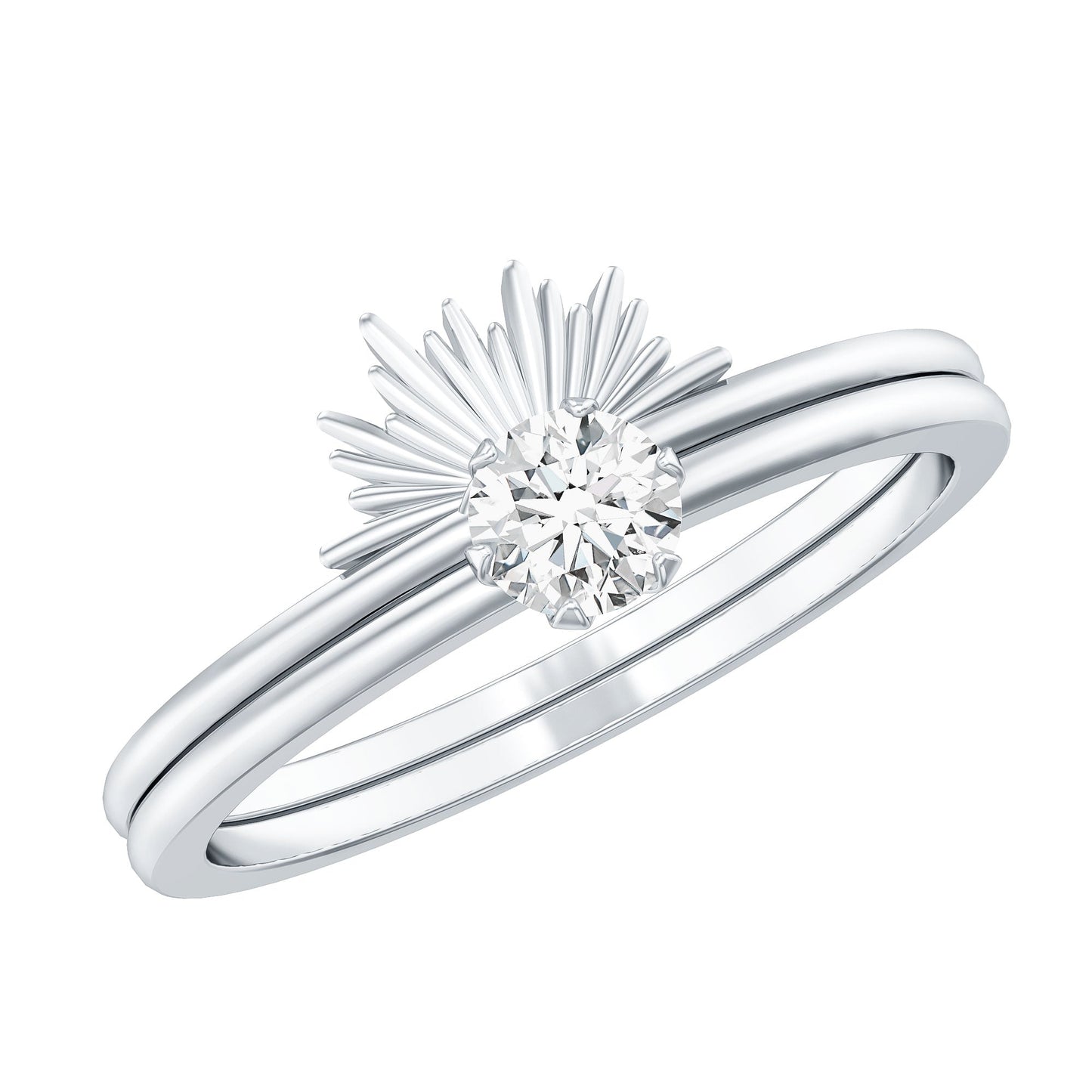 Certified Natural Diamond Promise Ring with Sunburst Enhancer