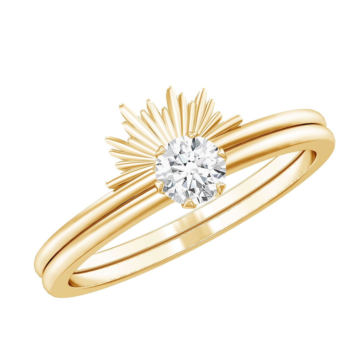 Certified Natural Diamond Promise Ring with Sunburst Enhancer