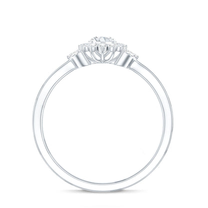 Diamond Flower Engagement Ring with Split Shank