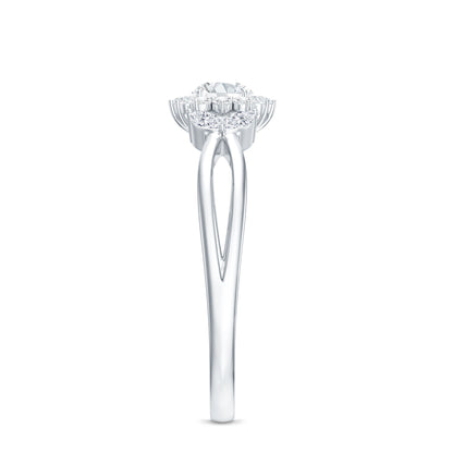 Diamond Flower Engagement Ring with Split Shank