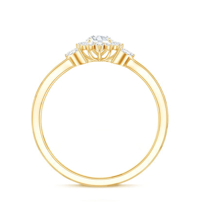 Diamond Flower Engagement Ring with Split Shank