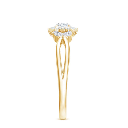 Diamond Flower Engagement Ring with Split Shank