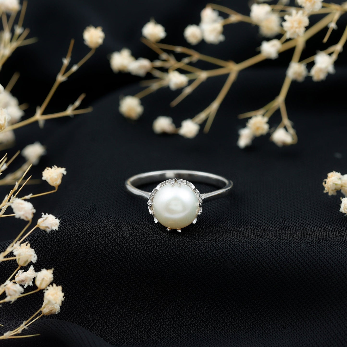 Cultured 7.4 Carat Freshwater Pearl Solitaire Engagement Ring