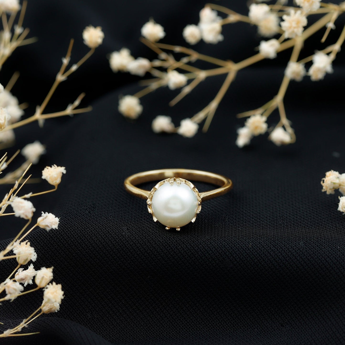 Cultured 7.4 Carat Freshwater Pearl Solitaire Engagement Ring