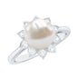 Natural 7.4 Carat Freshwater Pearl Flower Engagement Ring with Diamond
