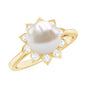 Natural 7.4 Carat Freshwater Pearl Flower Engagement Ring with Diamond