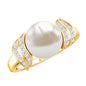 Real 8 Carat Freshwater Pearl Engagement Ring with Diamond for Women