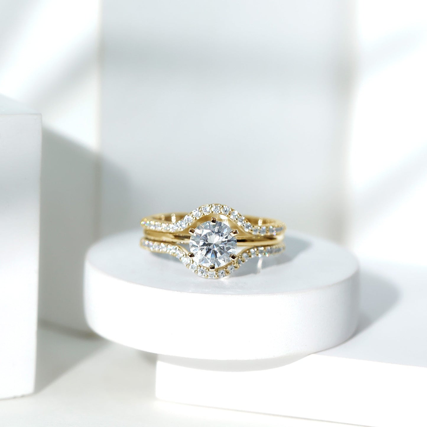 Certified 2 Carat Solitaire Moissanite Engagement Ring with 2 Enhancers
