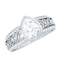 Bezel Set Moissanite Pear Engagement Ring with Filigree Details
