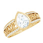Bezel Set Moissanite Pear Engagement Ring with Filigree Details