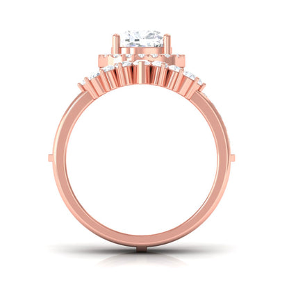 Cushion Cut Moissanite Vintage Inspired Wedding Ring Set