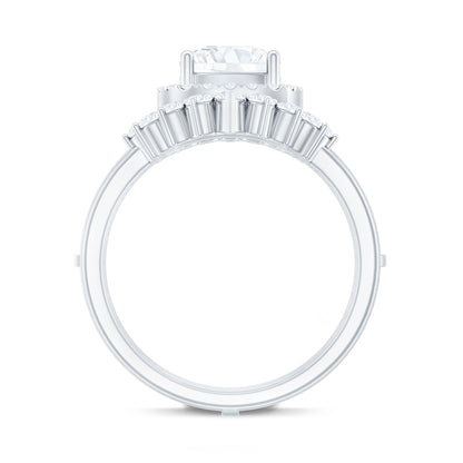 Cushion Cut Moissanite Vintage Inspired Wedding Ring Set