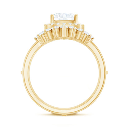 Cushion Cut Moissanite Vintage Inspired Wedding Ring Set