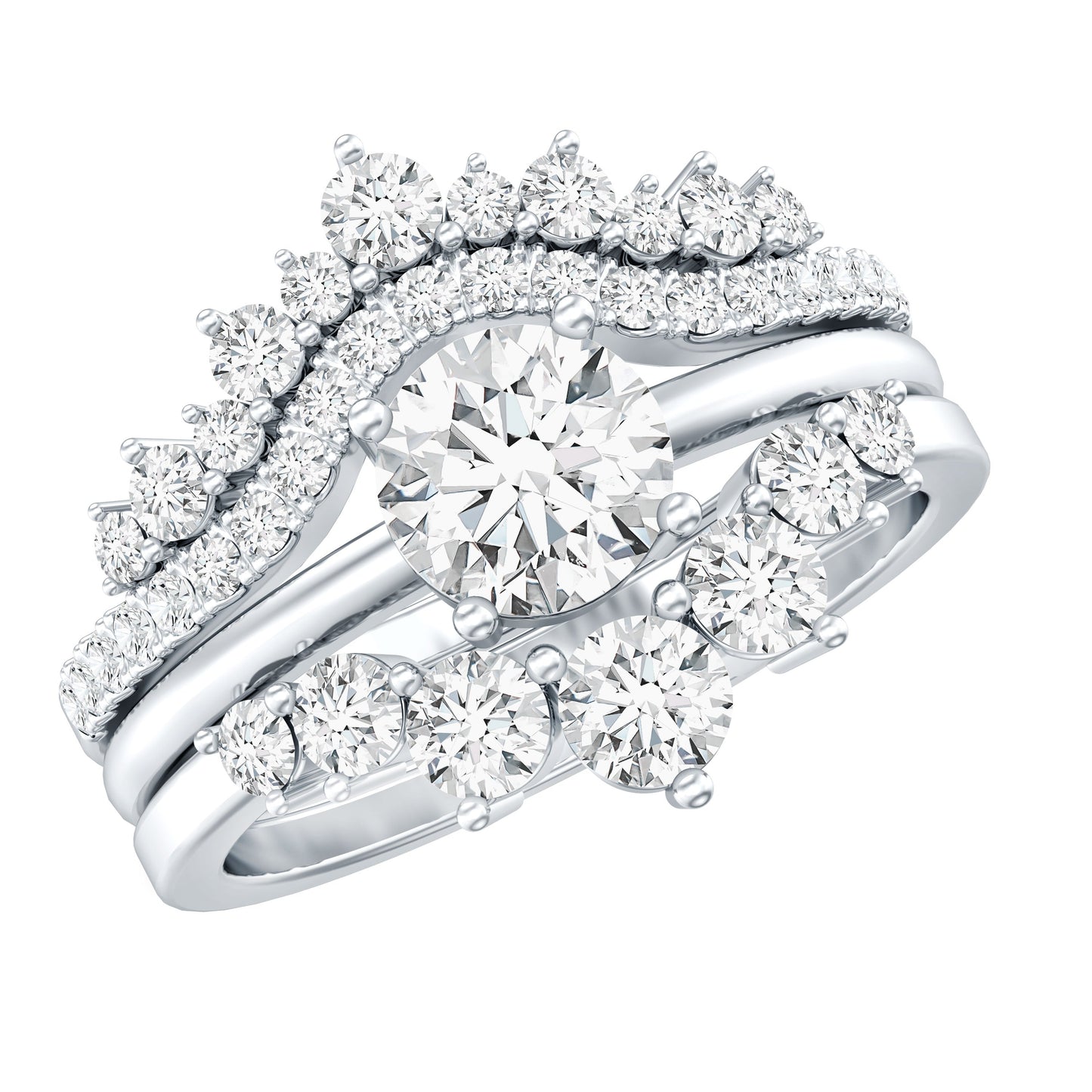 Certified Moissanite Designer Bridal Ring Set