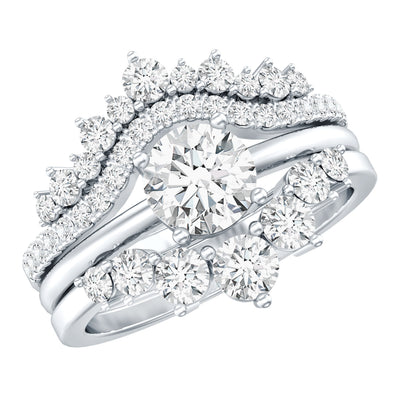 Certified Moissanite Designer Bridal Ring Set