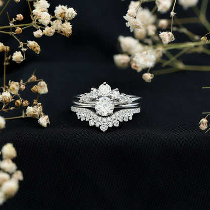 Certified Moissanite Designer Bridal Ring Set