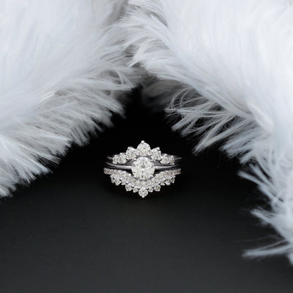 Certified Moissanite Designer Bridal Ring Set