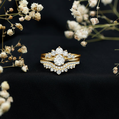 Certified Moissanite Designer Bridal Ring Set