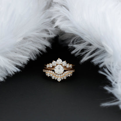 Certified Moissanite Designer Bridal Ring Set