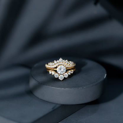 Certified Moissanite Designer Bridal Ring Set