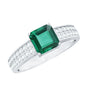 6 Carat Princess Cut Lab Created Emerald Engagement Ring with Diamond Side Stones
