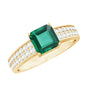 6 Carat Princess Cut Lab Created Emerald Engagement Ring with Diamond Side Stones